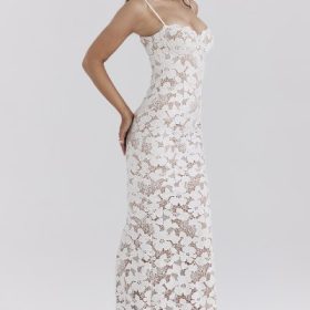 Pearl White Floral Embroidered Maxi Dress - Image 8