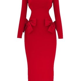 Lavele Red Bow Maxi Dress - Image 2