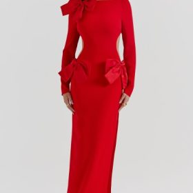 Lavele Red Bow Maxi Dress - Image 8
