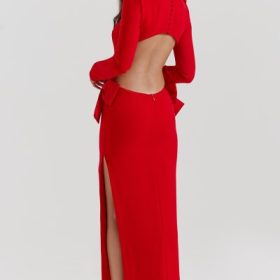 Lavele Red Bow Maxi Dress - Image 11