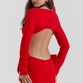 Lavele Red Bow Maxi Dress - Image 13