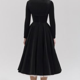 Mademoiselle Black Velvet Tulle Midi Dress + Bolero - Image 11