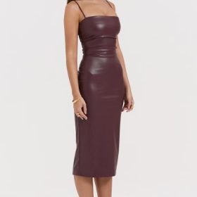 Jalena Mulberry Vegan Leather Lace Back Dress - Image 10