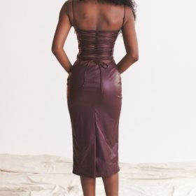 Jalena Mulberry Vegan Leather Lace Back Dress - Image 16