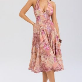Solada Paisley Patchwork Print Georgette Halter Sundress - Image 5