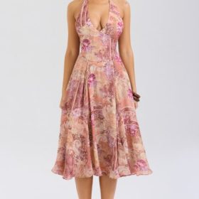 Solada Paisley Patchwork Print Georgette Halter Sundress - Image 7