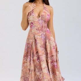 Solada Paisley Patchwork Print Georgette Halter Sundress - Image 8