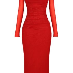 Katarina Scarlet Long Sleeve Maxi Dress - Image 2
