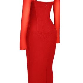Katarina Scarlet Long Sleeve Maxi Dress - Image 3