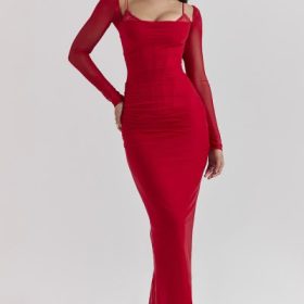 Katarina Scarlet Long Sleeve Maxi Dress - Image 5