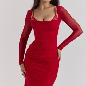Katarina Scarlet Long Sleeve Maxi Dress - Image 9