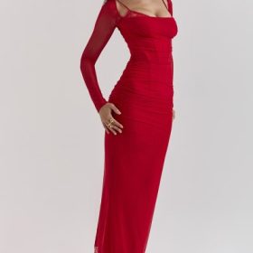 Katarina Scarlet Long Sleeve Maxi Dress - Image 11