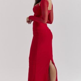 Katarina Scarlet Long Sleeve Maxi Dress - Image 12