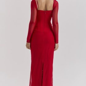 Katarina Scarlet Long Sleeve Maxi Dress - Image 13