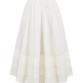 Augustine White Embroidered Cotton Midi Skirt - Image 2