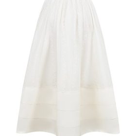Augustine White Embroidered Cotton Midi Skirt - Image 4
