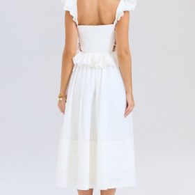 Augustine White Embroidered Cotton Midi Skirt - Image 11