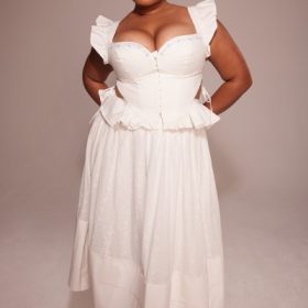 Augustine White Embroidered Cotton Midi Skirt - Image 12
