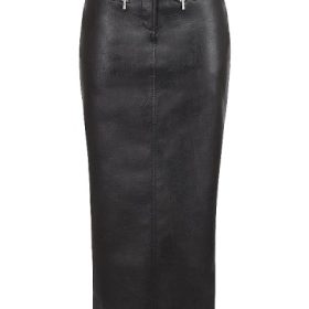 Tana Black Vegan Leather Maxi Skirt - Image 2