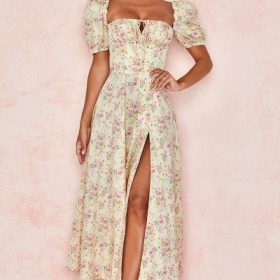Tallulah Lemon Floral Puff Sleeve Midi Sundress - Image 9