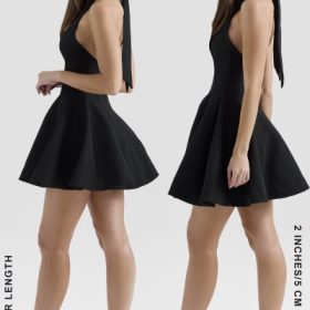 Loulette Black Halter Neck Bow Mini Dress - Image 12