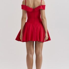 Elida Scarlet Off Shoulder Mini Dress - Image 13