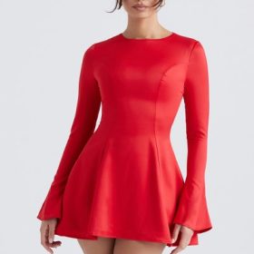 Sacha Red Satin Mini Dress - Image 5
