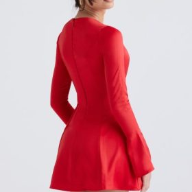 Sacha Red Satin Mini Dress - Image 11