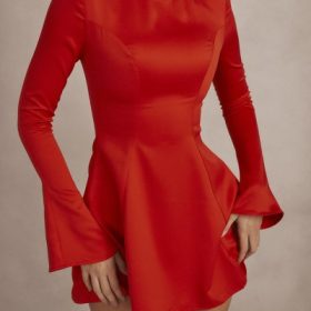 Sacha Red Satin Mini Dress - Image 13