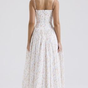 Ysabella White Posy Print Cotton Maxi Sundress - Image 10