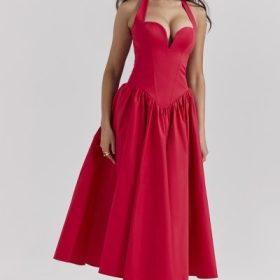 Coquette Scarlet Halter Midi Dress - Image 8