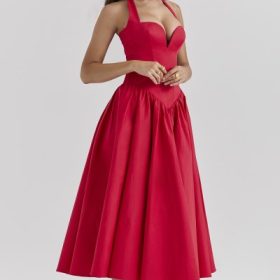 Coquette Scarlet Halter Midi Dress - Image 12