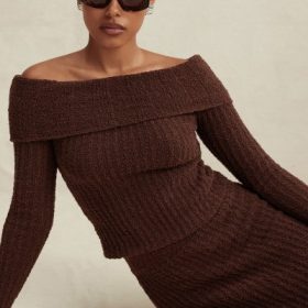 Saffron Chocolate Soft Boucle Knit Top - Image 5