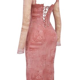 Seraphina Pink Print Corset Dress - Image 3