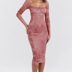 Seraphina Pink Print Corset Dress - Image 8
