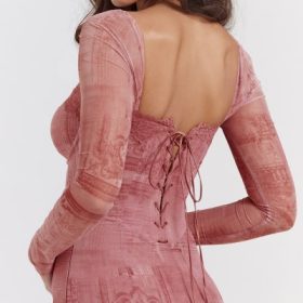 Seraphina Pink Print Corset Dress - Image 14