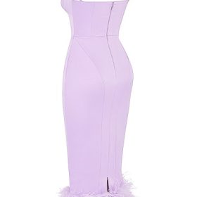 Helena Orchid Satin Midi Dress - Image 3