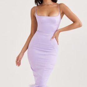 Helena Orchid Satin Midi Dress - Image 5