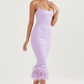 Helena Orchid Satin Midi Dress - Image 8