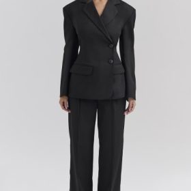 Hayden Black Wide Leg High Waist Tailored Trousers - Image 5