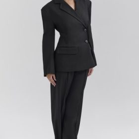 Hayden Black Wide Leg High Waist Tailored Trousers - Image 8