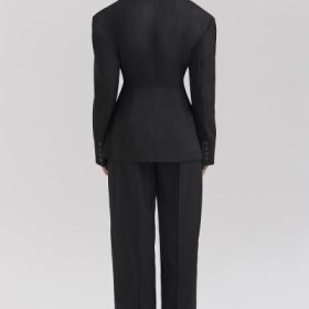 Hayden Black Wide Leg High Waist Tailored Trousers - Image 10