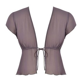 Maia Dark Mauve Tie Front Top - Image 2