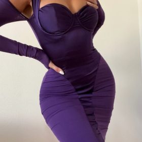 Talika Grape Corset Midi Dress - Image 14