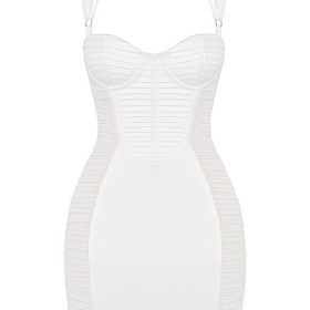 Lucinda White Ruched Corset Mini Dress - Image 2
