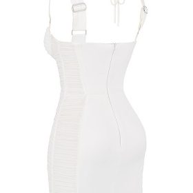 Lucinda White Ruched Corset Mini Dress - Image 3