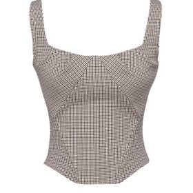 Selma Brown Puppytooth Boned Corset Top - Image 2