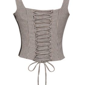 Selma Brown Puppytooth Boned Corset Top - Image 4
