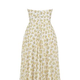 Solada Ivory Vintage Floral Print Georgette Halter Sundress - Image 4