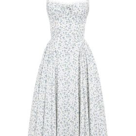 Adabella White Bluebell Print Cotton Halter Sundress - Image 2